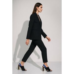 Kat Maconie Black Pony Hair Slingback Heels Gold Block Heel Blue Strap Sz 38 / 7